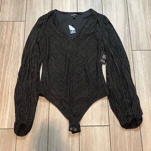 Express Womens Metallic Long Sleeve Vneck New With Tags Vneck Size Medium